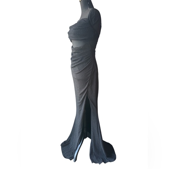 Windsor black sparkle open mid evening gown party prom homecoming EauC Large - Picture 3 of 7